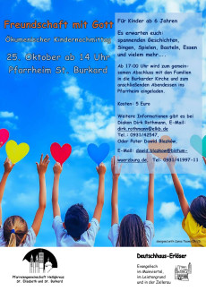 Einladung zum ökumenischen Kindernachmittag am 25. Oktober ab 14 Uhr im Pfarrheim St. Burkard
