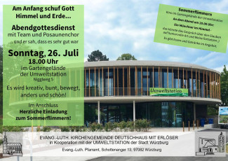Einladung zum Abendgottesdienst bei der Umweltstation am 26. Juni um 18 Uhr