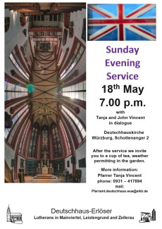 English Service Mai 2025, 7 p.m., Deutschhauskirche Würzburg