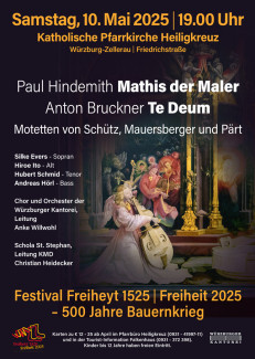 freiheyt - Konzert, 10. Mai, 19 Uhr: ein ökumenisches Gedenkkonzert zu „500 Jahre Bauernkriege“ in der Pfarrkirche Heiligkreuz. Die Karten kosten 12-25 € und sind im Pfarramt Heiligkreuz und im Falkenhaus erhältlich