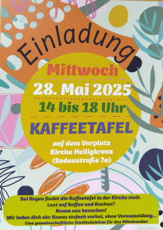 Kaffeetafel Zellerau: 28. Mai, 14-18 Uhr, Vorplatz der Kirche Heiligkreuz