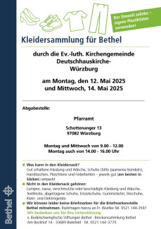 Kleidersammlung für Bethel im Mai