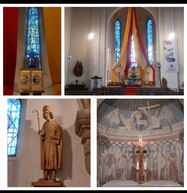 Abendgottesdienst auf dem Weg – im Zeichen der Muschel: Collage - in der Kapelle in der Don Bosco Kirche und in der Don Bosco Kirche.