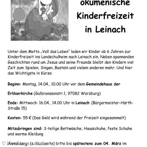 Angebote für Kinder Februar und März _ Freizeit